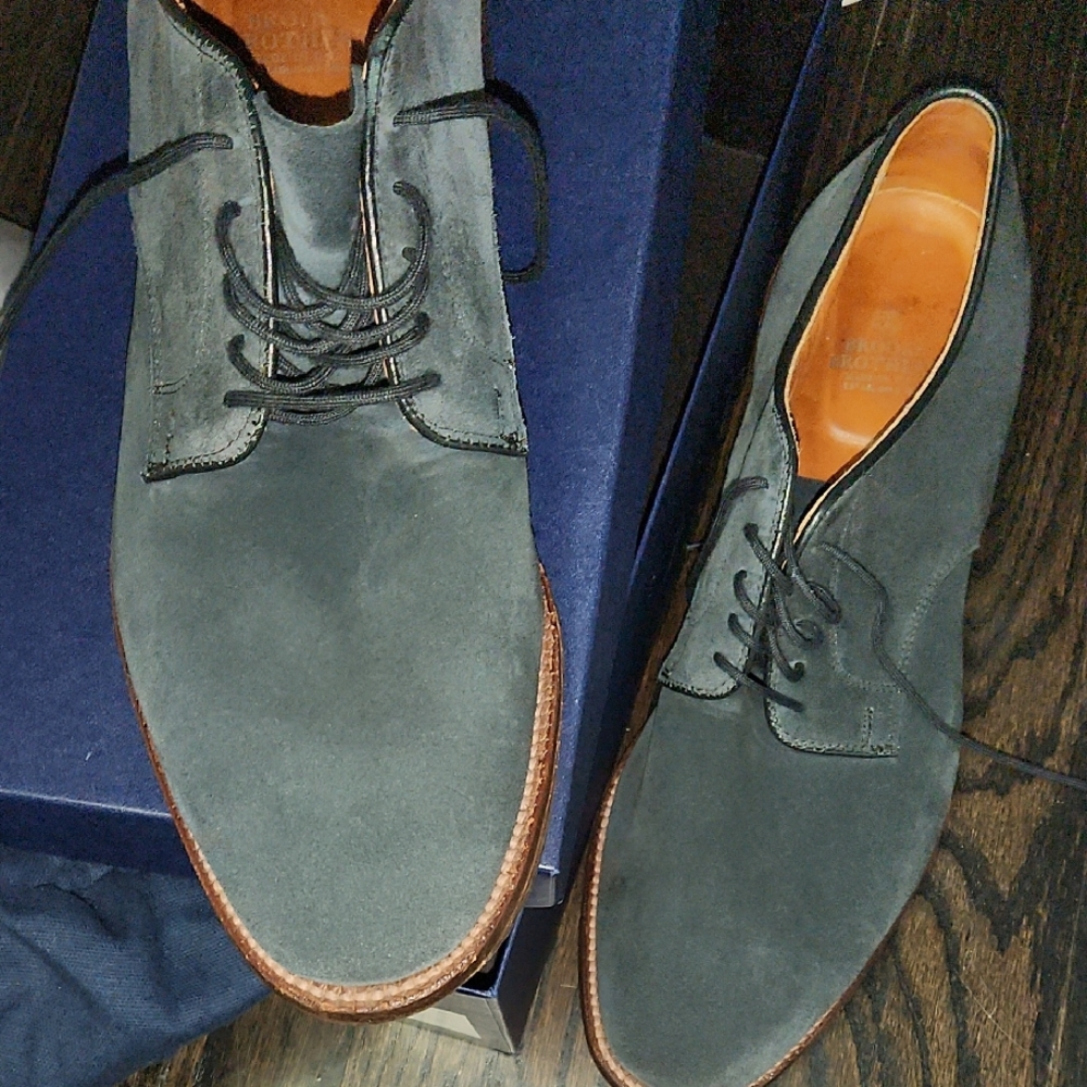 Brooks Brothers Blue Suede Oxford Shoes with Closed Lacing